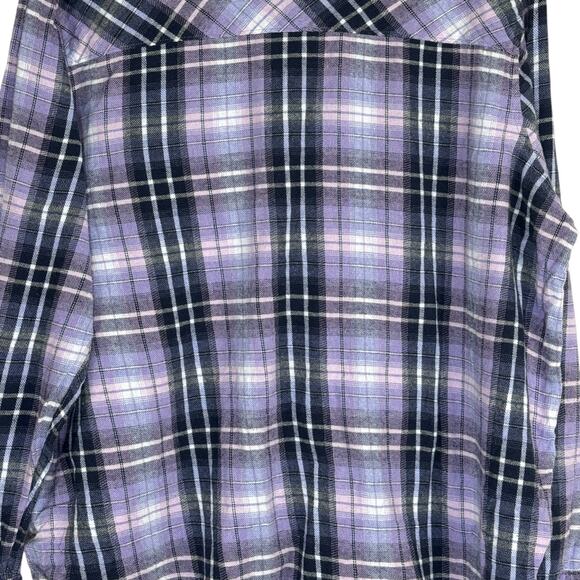 Woolrich Plaid Flannel Shirt XXL Purple Black Long Sleeve 100% Cotton - Picture 5 of 14